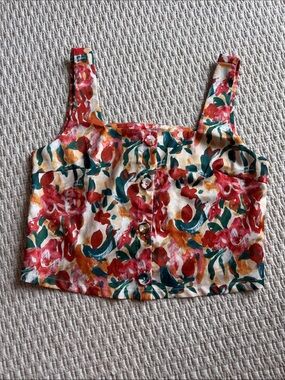 Floral button-front crop top